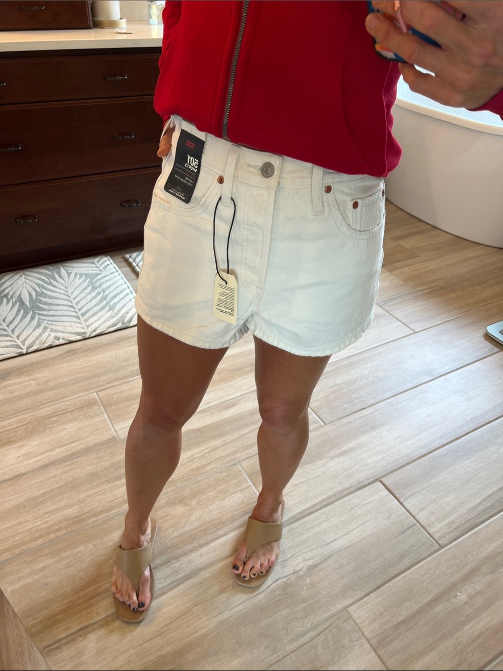 Levi's 501 button fly off white Denim High-Rise Jean Shorts size 26